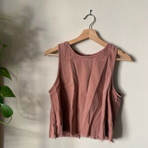 Aerie // Rose Denim Raw Hem Tank